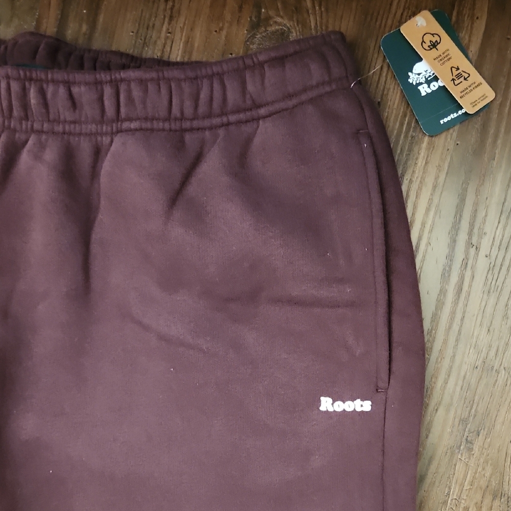NEW ROOTS Women's Cloud Wide Leg Sweatpants/Joggers In Deep Maroon sz LARGE - Picture 5 of 5